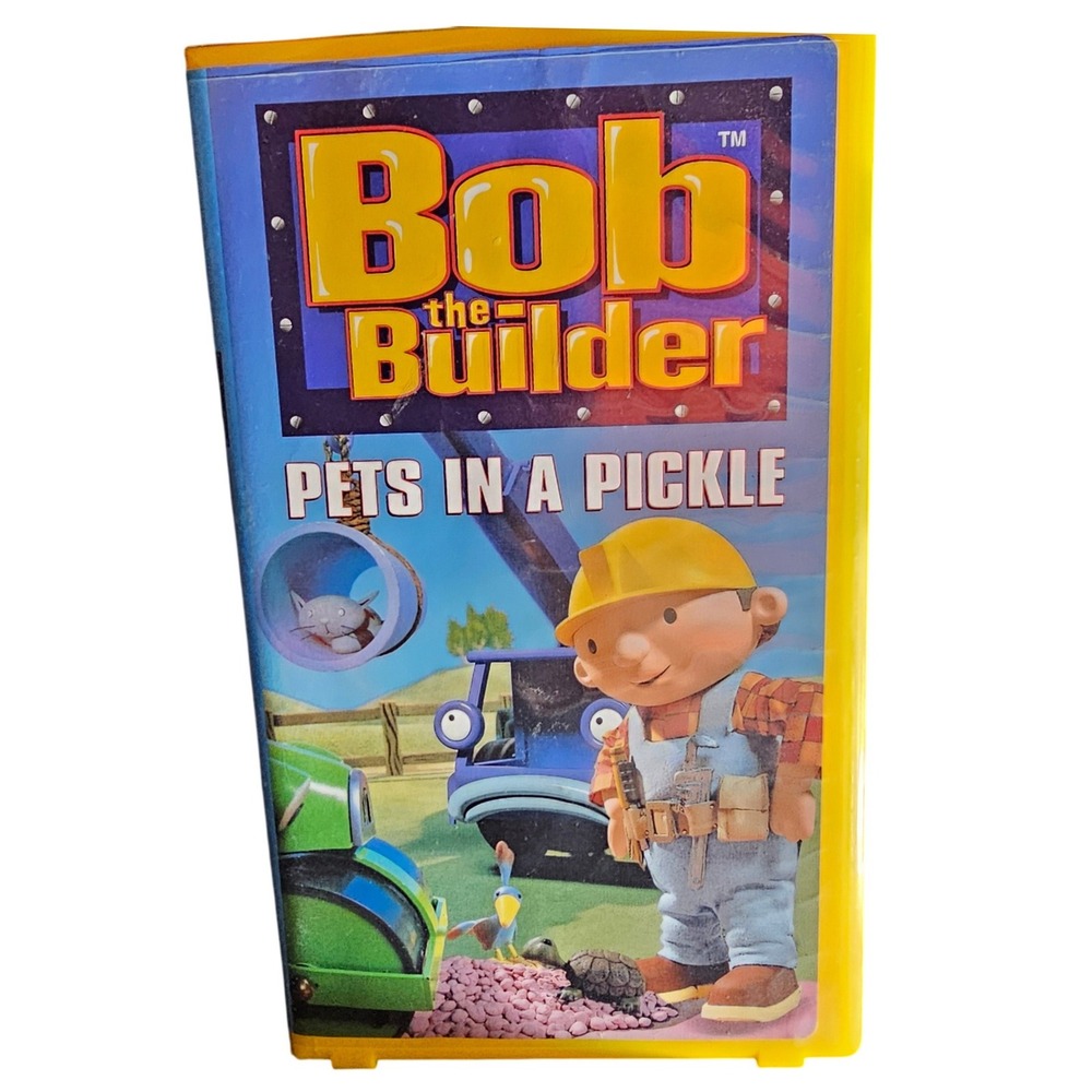 Bob the Builder Pets in a Pickle VHS 2001 Yellow Clamshell Case Kids Movie Y2K